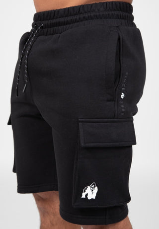 Gorilla Wear Hudson Cargo Sweat Shorts - Black - Urban Gym Wear