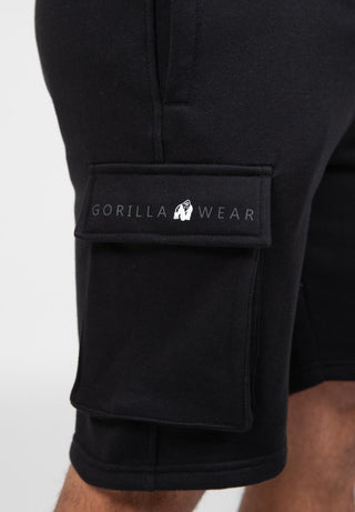 Gorilla Wear Hudson Cargo Sweat Shorts - Black - Urban Gym Wear