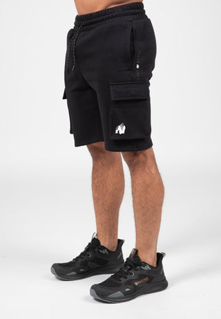 Gorilla Wear Hudson Cargo Sweat Shorts - Black - Urban Gym Wear