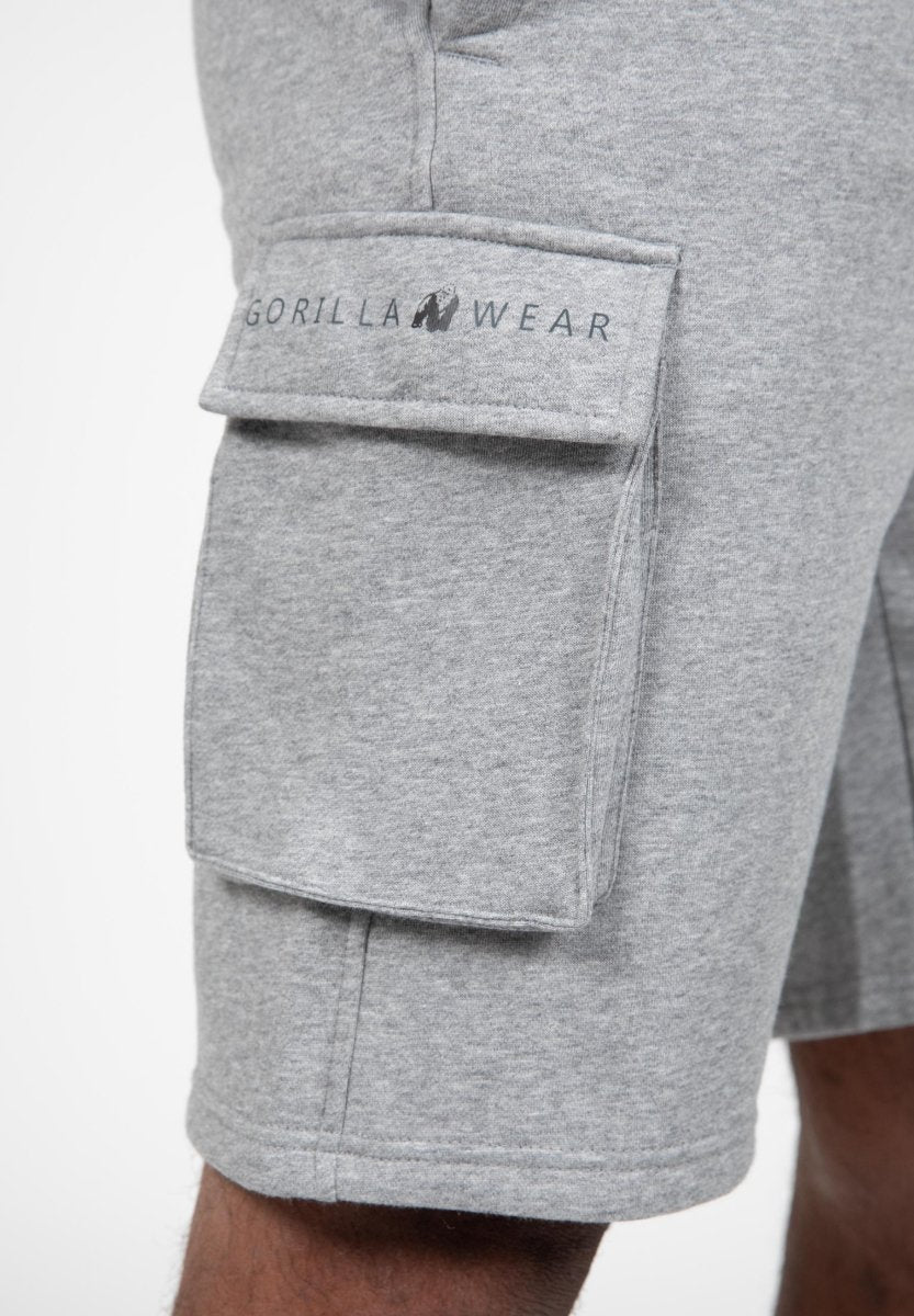 Gorilla Wear Hudson Cargo Sweat Shorts - Grey Melange - Urban Gym Wear