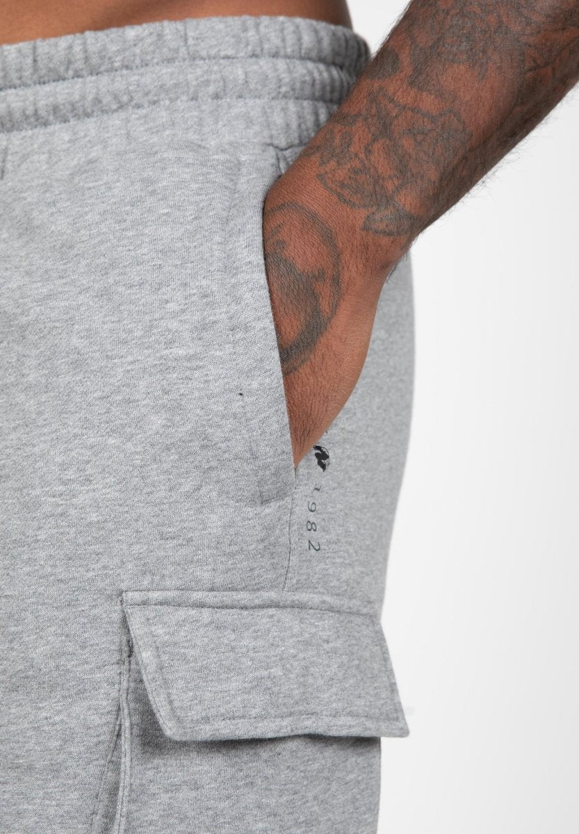 Gorilla Wear Hudson Cargo Sweat Shorts - Grey Melange - Urban Gym Wear