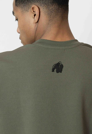 Gorilla Wear Idaho Oversized Waffle T-Shirt - Army Green - Urban Gym Wear