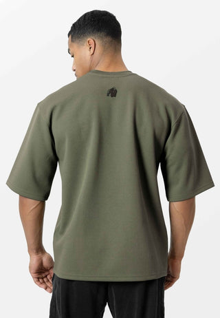 Gorilla Wear Idaho Oversized Waffle T-Shirt - Army Green - Urban Gym Wear