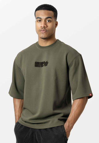Gorilla Wear Idaho Oversized Waffle T-Shirt - Army Green - Urban Gym Wear