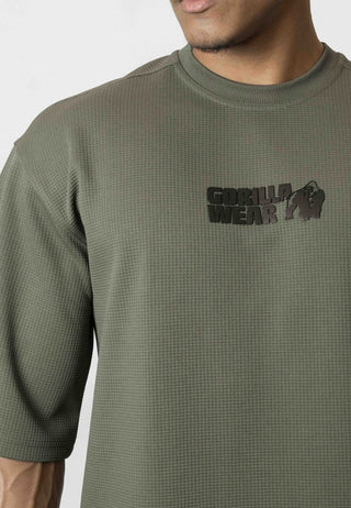 Gorilla Wear Idaho Oversized Waffle T-Shirt - Army Green - Urban Gym Wear