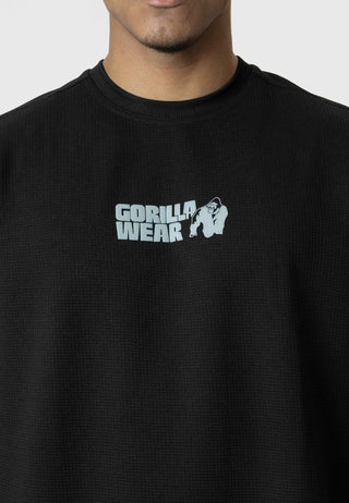 Gorilla Wear Idaho Oversized Waffle T-Shirt - Black - Urban Gym Wear