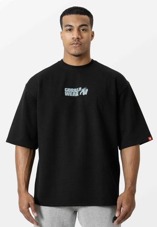 Gorilla Wear Idaho Oversized Waffle T-Shirt - Black - Urban Gym Wear