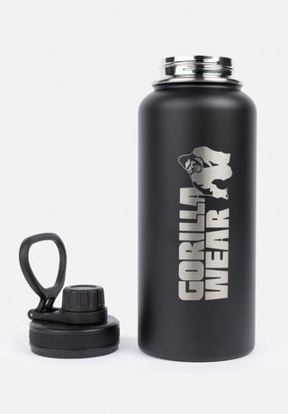 Gorilla Wear Insulated Stainless Steel Water Bottle 1000ML - Black - Urban Gym Wear