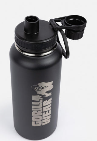 Gorilla Wear Insulated Stainless Steel Water Bottle 1000ML - Black - Urban Gym Wear