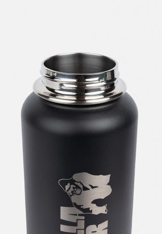 Gorilla Wear Insulated Stainless Steel Water Bottle 1000ML - Black - Urban Gym Wear