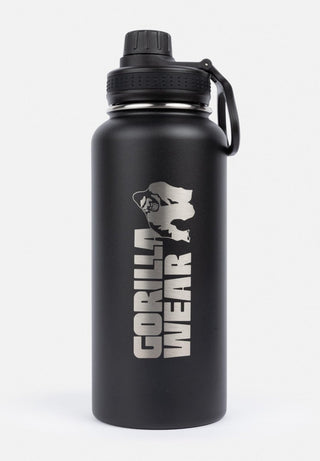 Gorilla Wear Insulated Stainless Steel Water Bottle 1000ML - Black - Urban Gym Wear