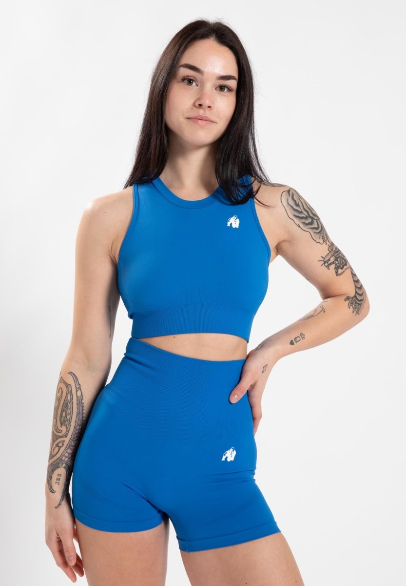 Gorilla Wear Olivia Seamless Crop Top - Blue - Urban Gym Wear