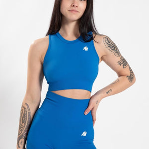 Gorilla Wear Olivia Seamless Crop Top - Blue - Urban Gym Wear