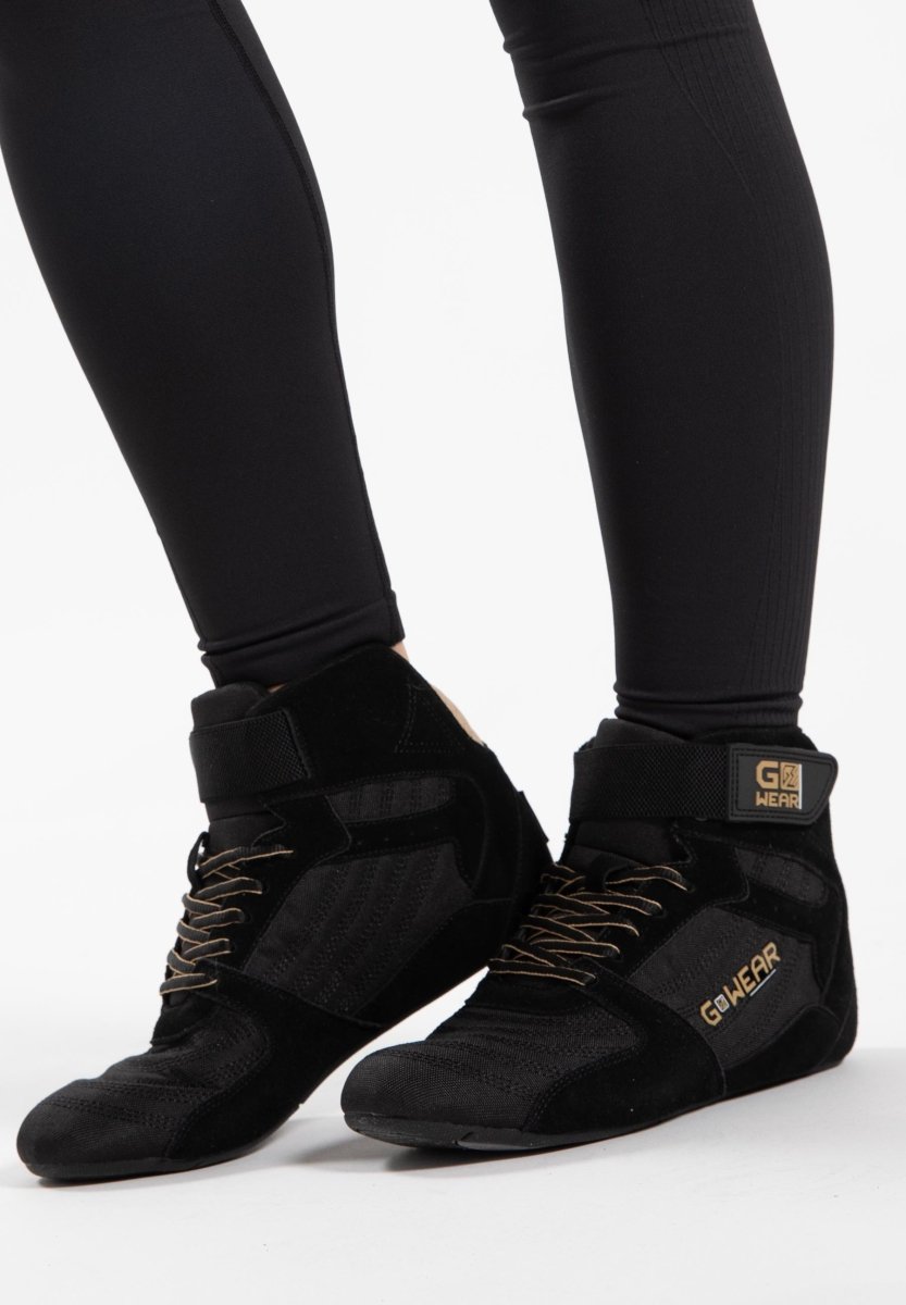 Scarpe Gorilla Wear Gwear PRO High Tops - Design Alto Per Supporto Caviglia, Suola Piatta Per Stabilità - Nero/Oro - Foto 7