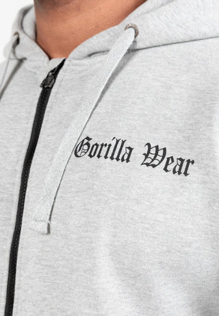 Gorilla Wear Utah Zipped Hoodie - Light Grey Melange - Urban Gym Wear