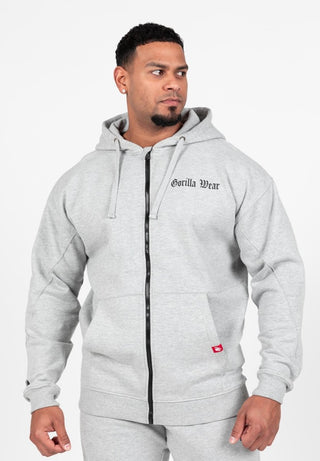 Gorilla Wear Utah Zipped Hoodie - Light Grey Melange - Urban Gym Wear
