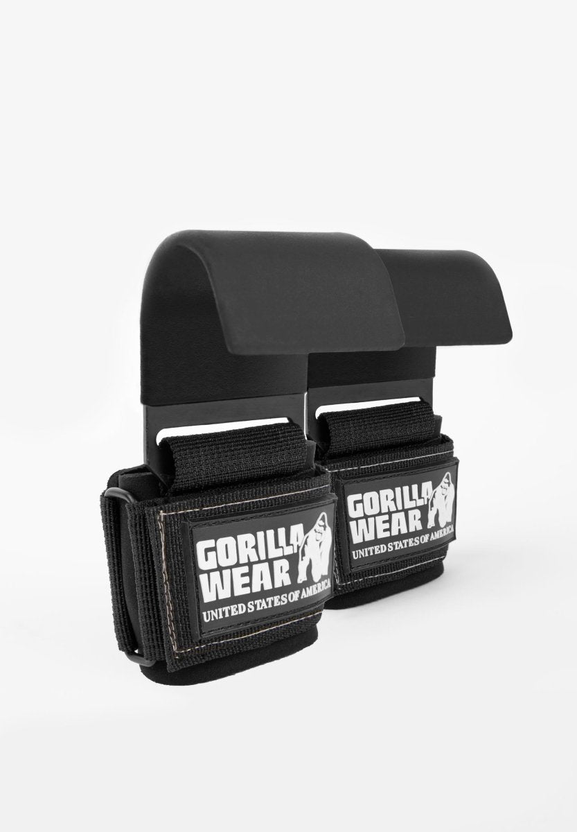 Gorilla Wear Weight Lifting Hooks - Black/White - Urban Gym Wear