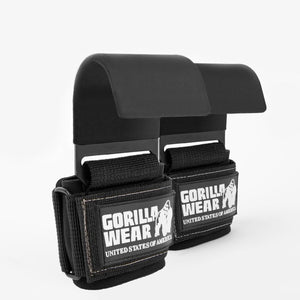 Gorilla Wear Weight Lifting Hooks - Black/White - Urban Gym Wear