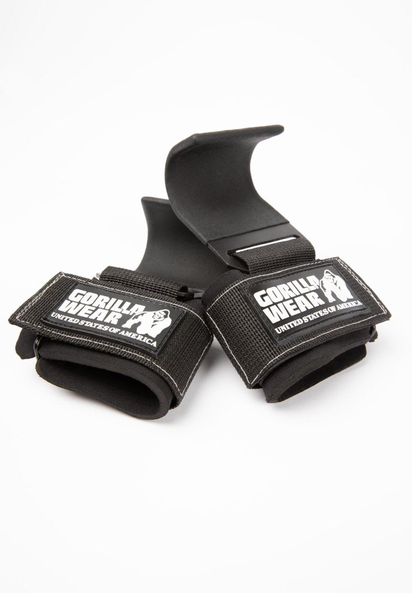 Gorilla Wear Weight Lifting Hooks - Black/White - Urban Gym Wear