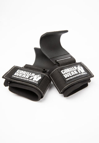 Gorilla Wear Weight Lifting Hooks - Black/White - Urban Gym Wear