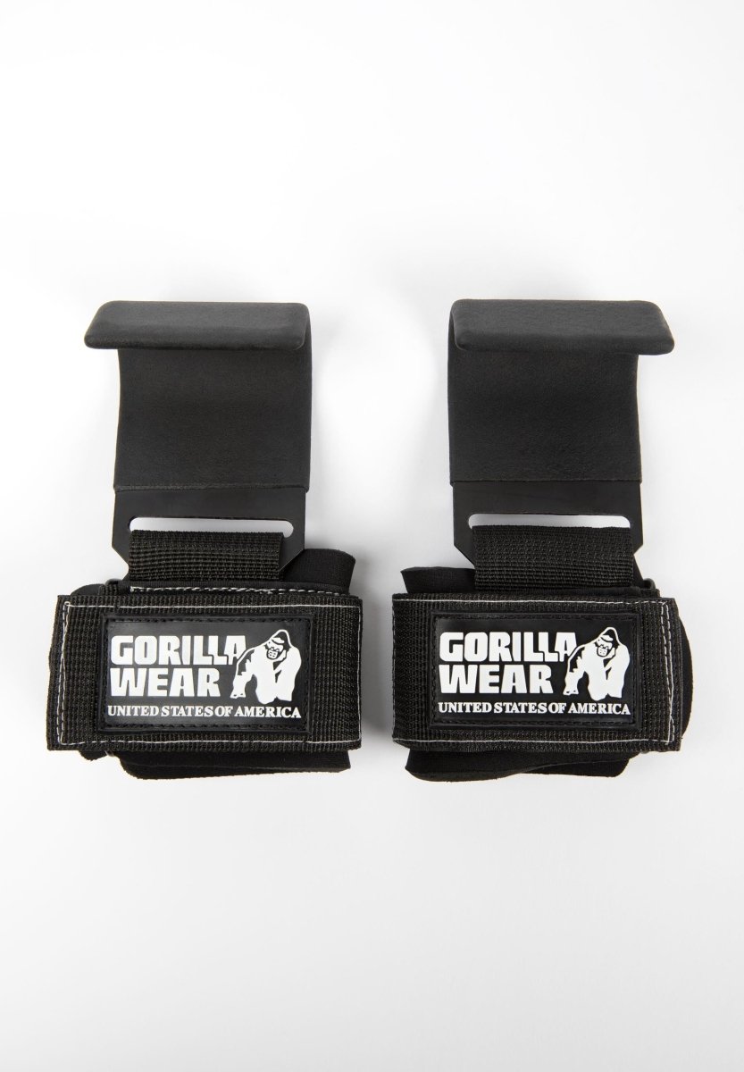 Gorilla Wear Weight Lifting Hooks - Black/White - Urban Gym Wear