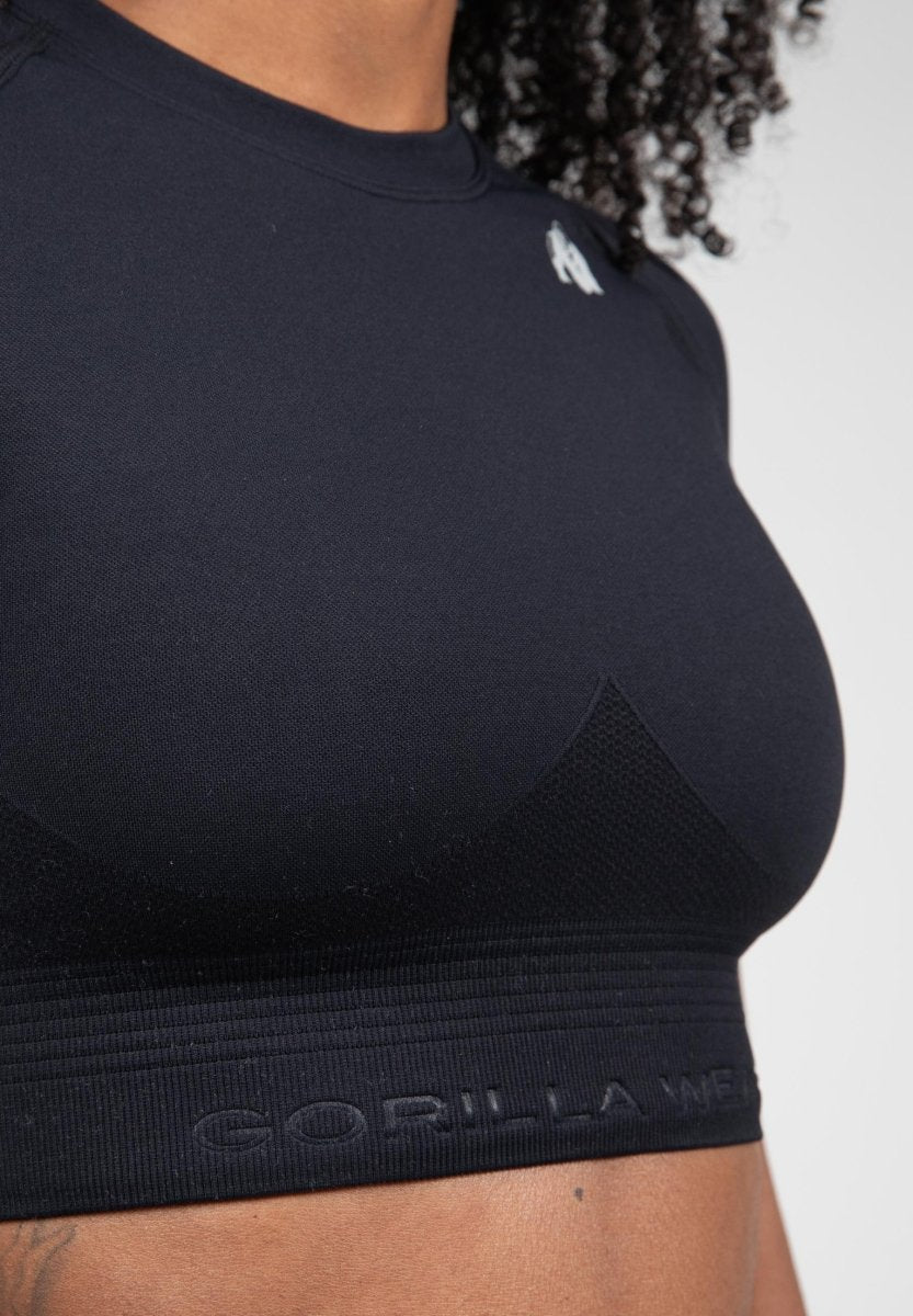 Débardeur Crop Top Gorilla Wear - Fermeture éclair Avant - Soutien Amovible - Fitness, Gym - Coupe Ajustée