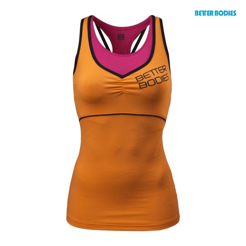 Bette Bodies 2 - Layer Logo Top - Bright Orange - Urban Gym Wear