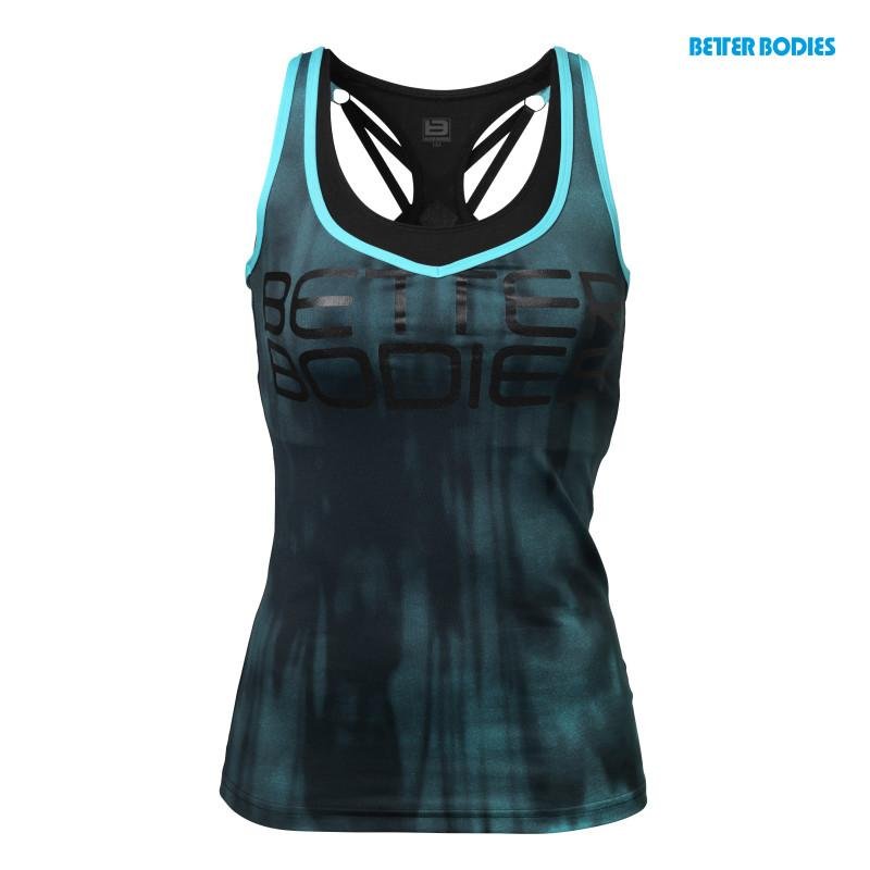 Better Bodies 2 - Layer Grunge Top - Aqua Blue - Urban Gym Wear