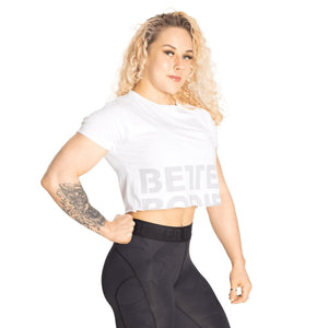Better Bodies Astoria Cropped Tee - White - Urban Gym Wear