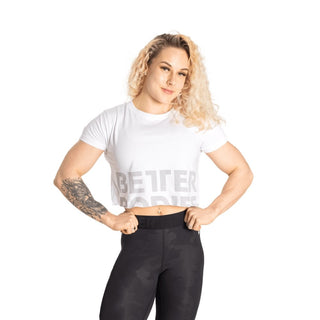 Better Bodies Astoria Cropped Tee - White - Urban Gym Wear