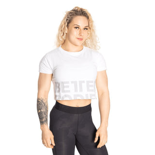 Better Bodies Astoria Cropped Tee - White - Urban Gym Wear