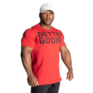 Better Bodies Basic Tapered Tee - Chilli Red - Urban Gym Wear