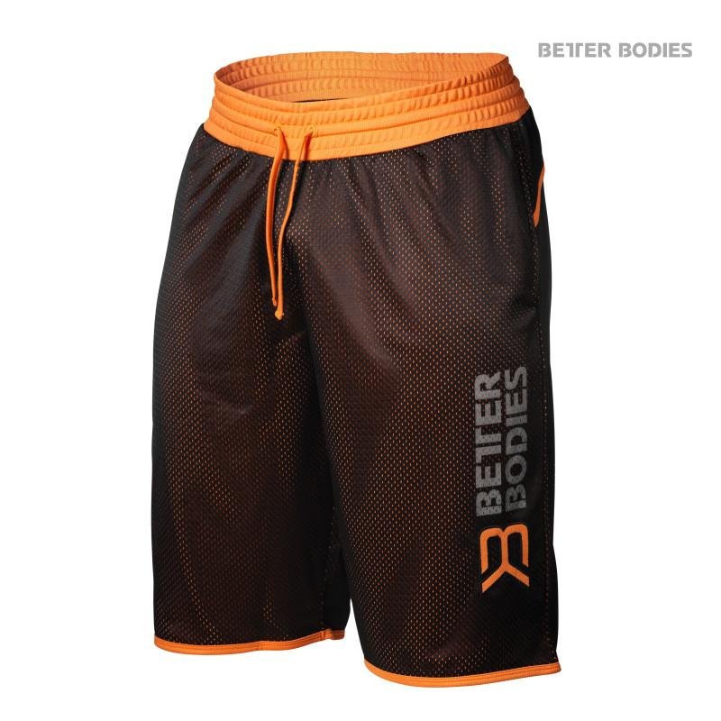Better Bodies BB Print Mesh Shorts - Black-Orange - Urban Gym Wear
