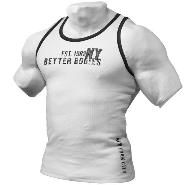 Better Bodies BB Rib Tank - White-Grey - Urban Gym Wear