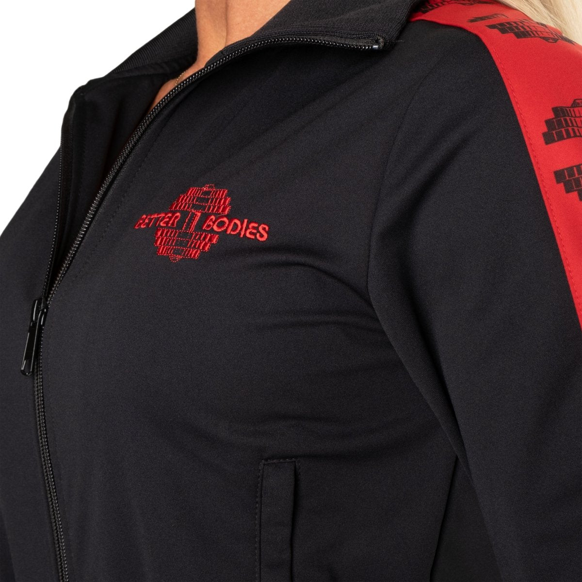 Better Bodies Chelsea Track Jacket - Black/Red - Urban Gym Wear