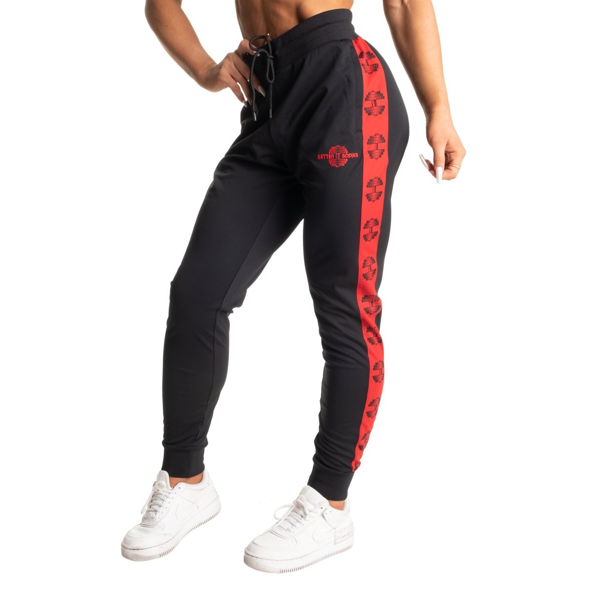 Black and hotsell red jogger pants