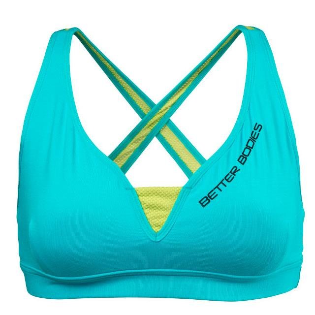 Better Bodies Contrast Short Top -Aqua-Lime - Urban Gym Wear