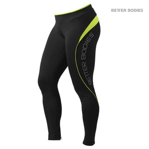 Better Bodies Fitness Long Tights - Black-Lime - Urban Gym Wear