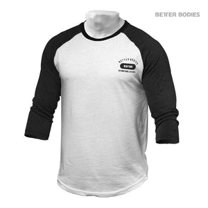 Better Bodies Mens Baseball Tee - Anthracite Melange-White - Urban Gym Wear