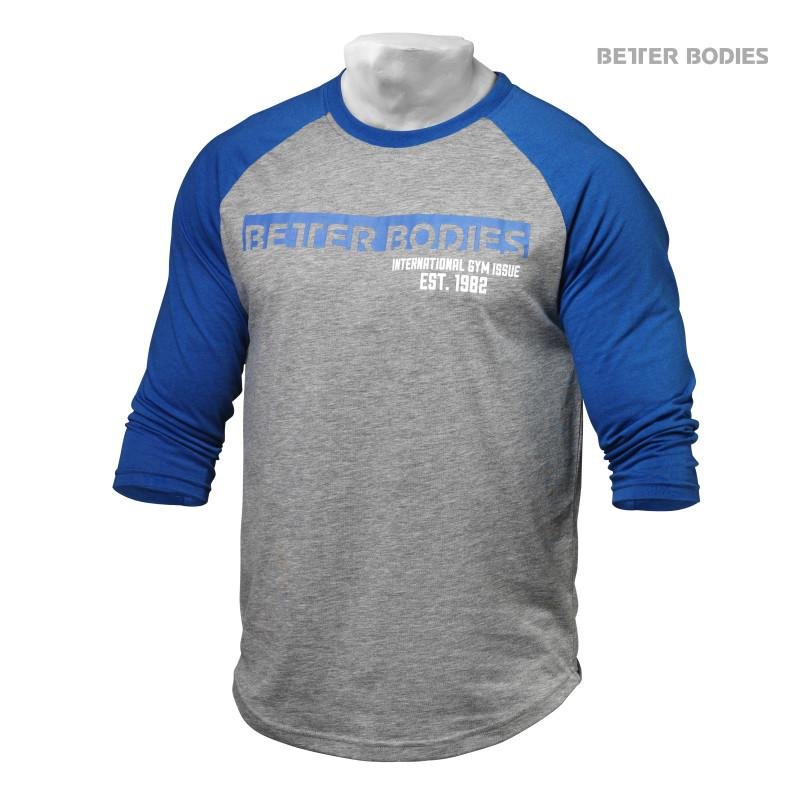 Better Bodies Mens Baseball Tee - Blue-Grey Melange - Urban Gym Wear
