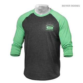 Better Bodies Mens Baseball Tee - Green-Antracite - Urban Gym Wear