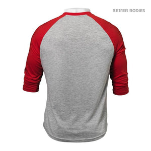 Better Bodies Mens Baseball Tee - Red-Grey Melange - Urban Gym Wear