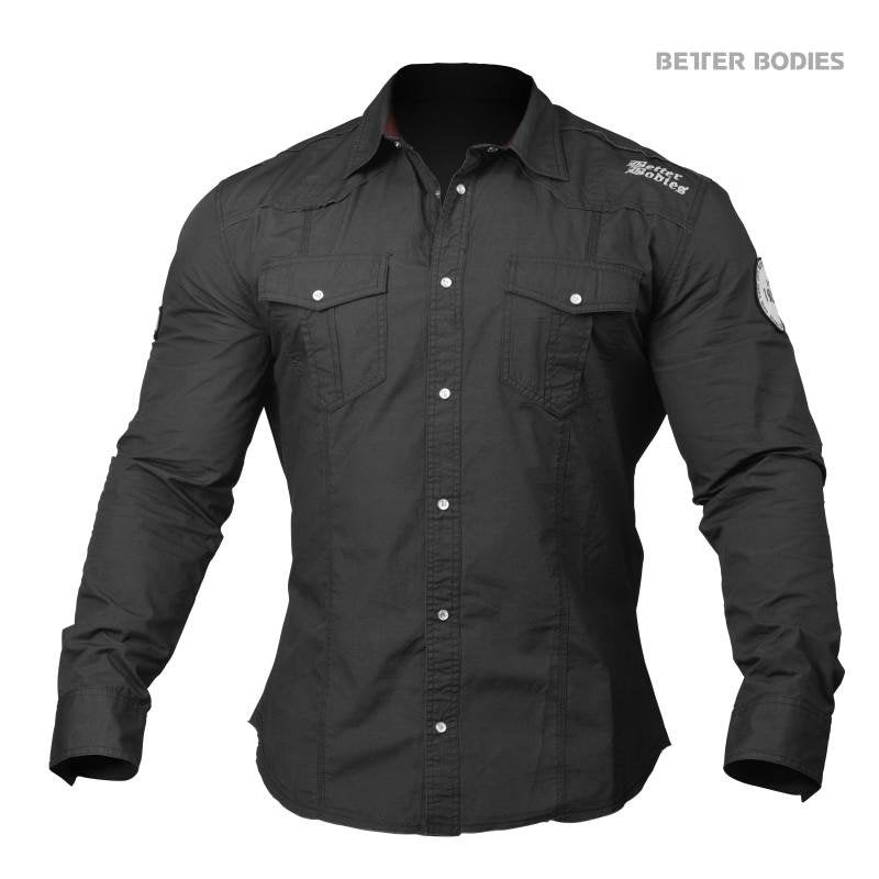 Better Bodies Men's Flex Shirt - Washed Black - Urban Gym Wear