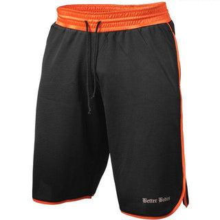 Better Bodies Mesh Gym Shorts - Black-Orange - Urban Gym Wear