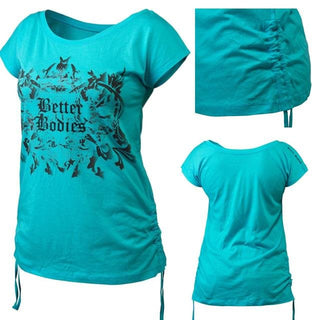 Better Bodies Printed S-S Tee - Aqua Blue - Urban Gym Wear