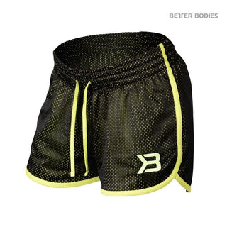Better Bodies Race Mesh Shorts - Black-Lime - Urban Gym Wear