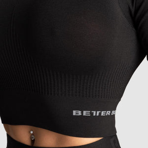 Better Bodies Rib Seamless Crop LS - Black Melange - Urban Gym Wear