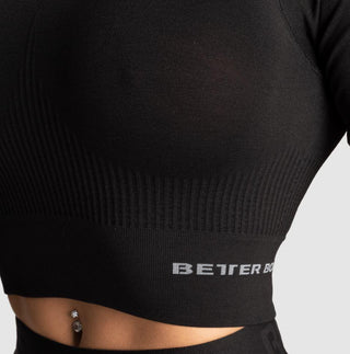 Better Bodies Rib Seamless Crop LS - Black Melange - Urban Gym Wear