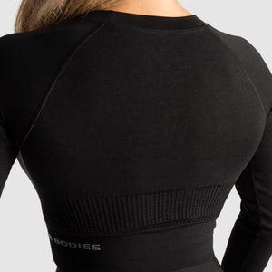 Better Bodies Rib Seamless Crop LS - Black Melange - Urban Gym Wear