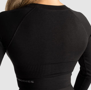 Better Bodies Rib Seamless Crop LS - Black Melange - Urban Gym Wear